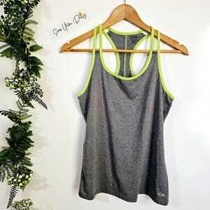 Champion Womens Medium Gray & Green Racerback Tank Top XS ~TT124.3